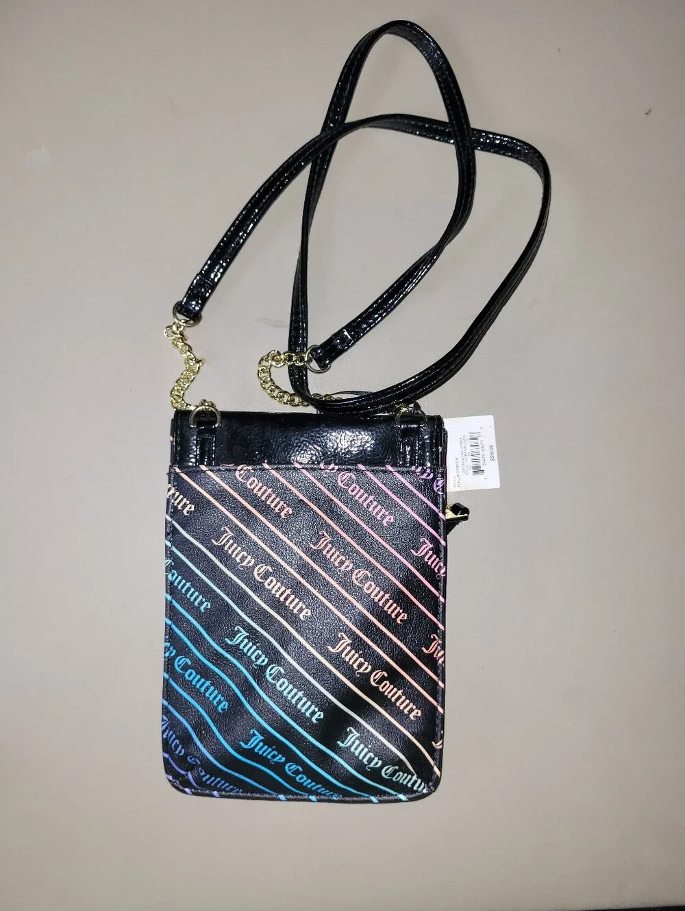 NWT - Juicy Couture Black Crossbody Phone Bag with Heart Charm & Key.